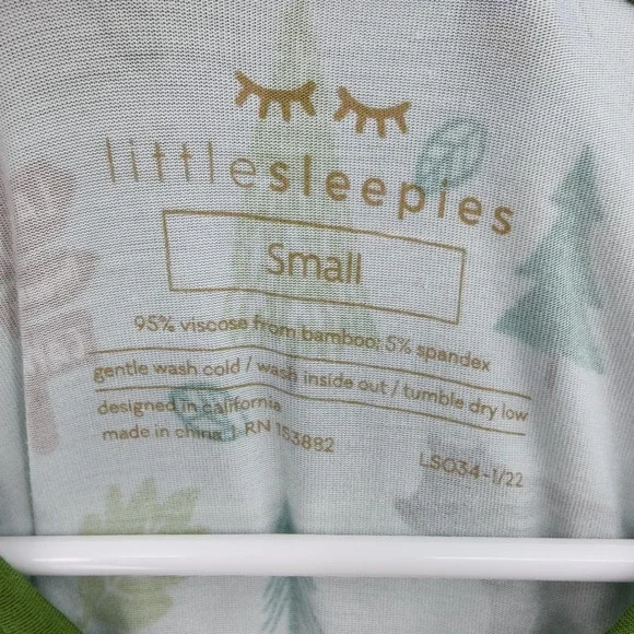 Little Sleepies Women Happy Camper Gorpcore Bamboo Henley Pajama Top Small Green - Picture 6 of 16